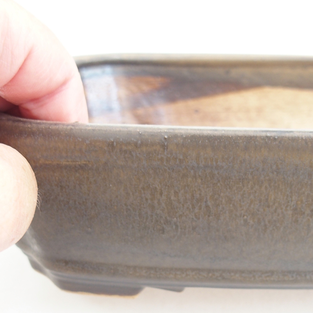 Bonsaischaal van keramiek 21 x 18 x 6 cm, bruin