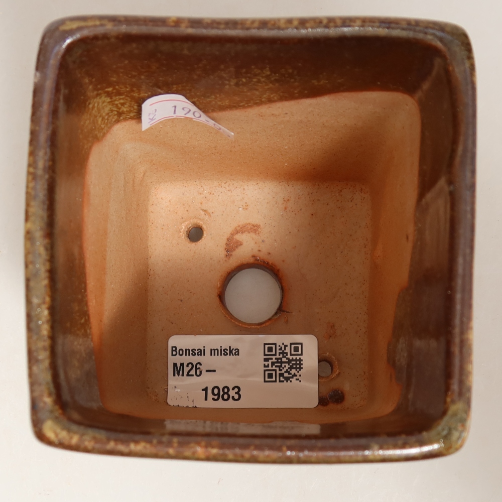 Bonsaischaal van keramiek 7,5 x 7,5 x 9,5 cm, bruin