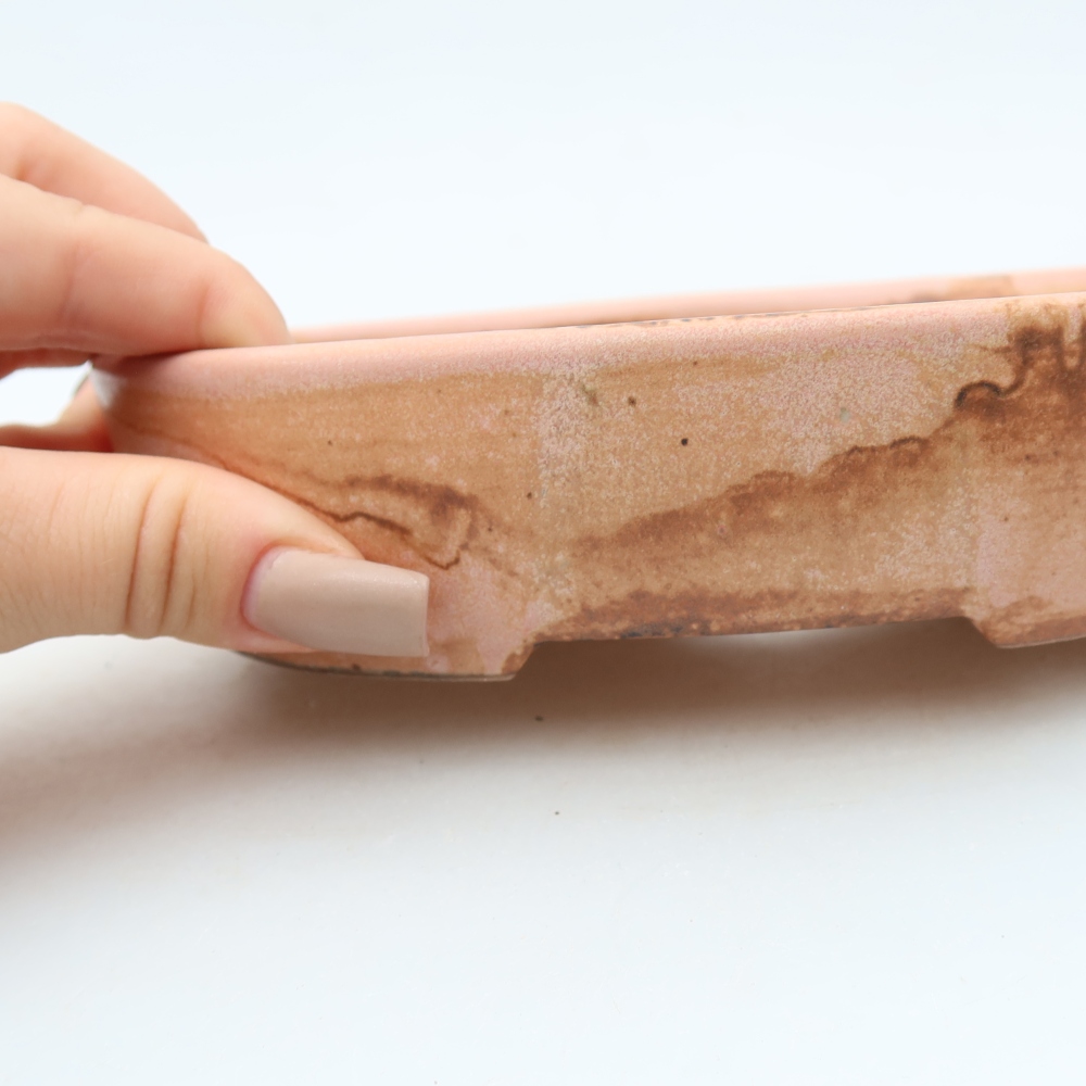Bonsaischaal van keramiek 17 x 14 x 4 cm, roze