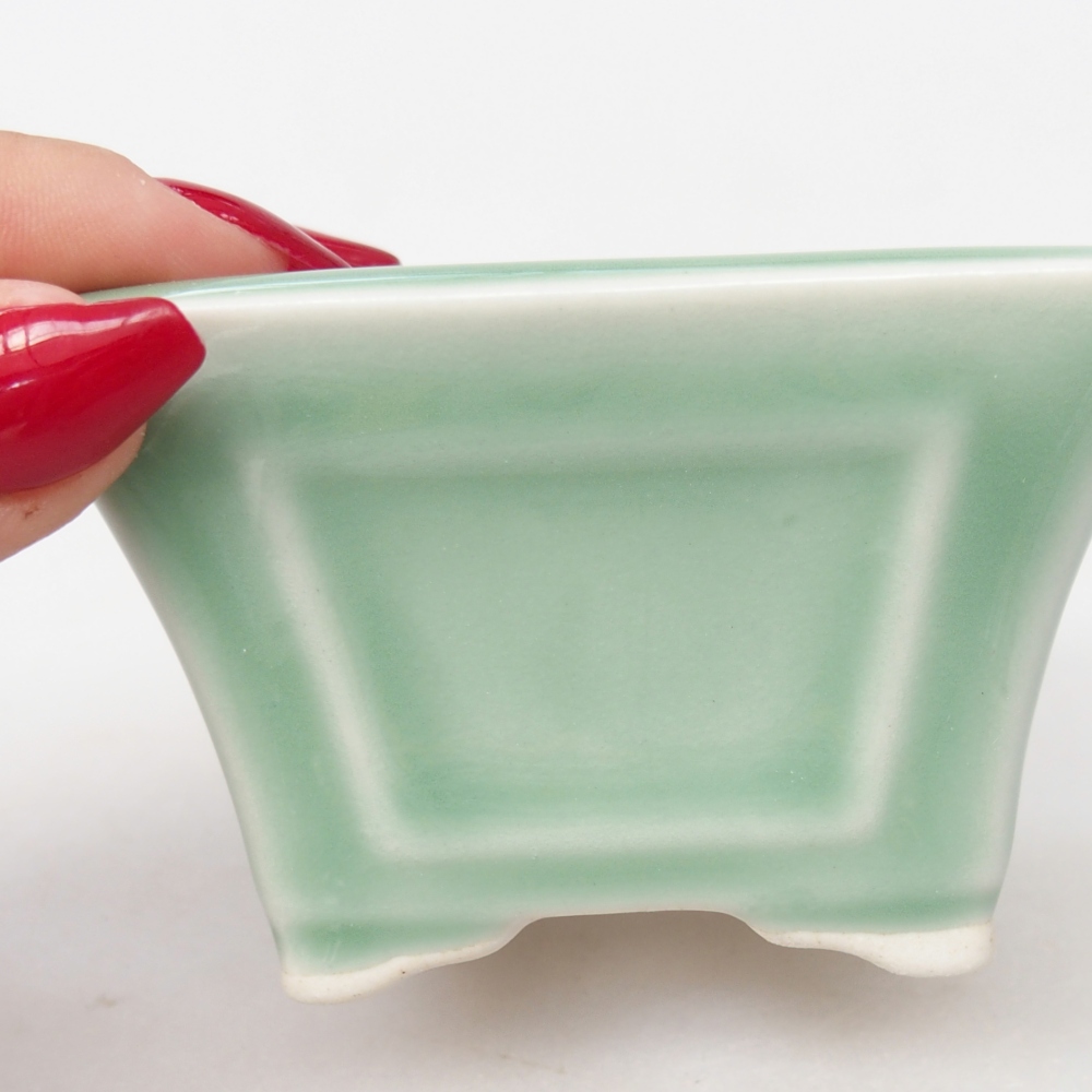 Bonsaischaal van keramiek 8,5 x 8,5 x 5 cm, groen