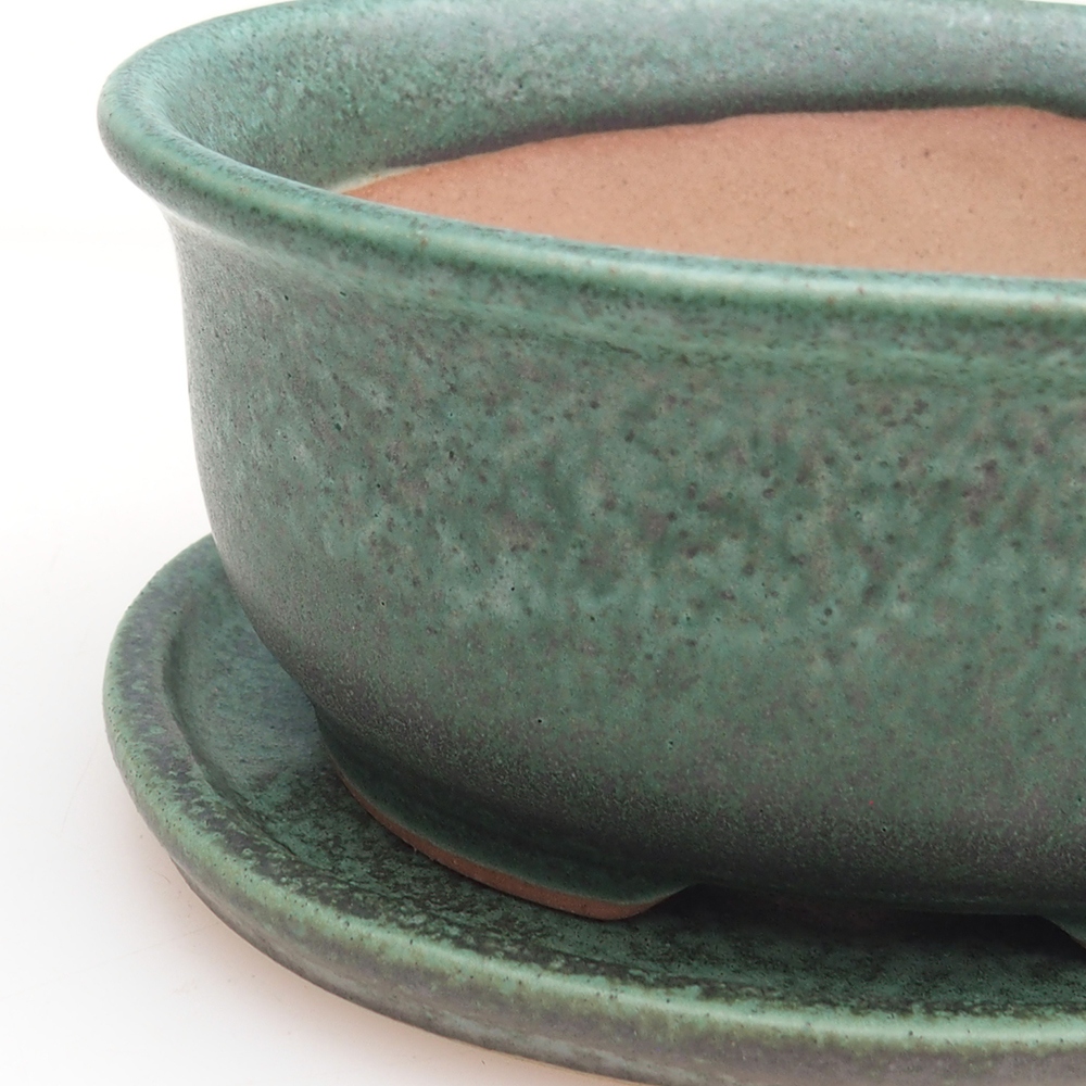 Bonsai kom + schotel H11 - 11,5 x 10 x 4 cm - groen