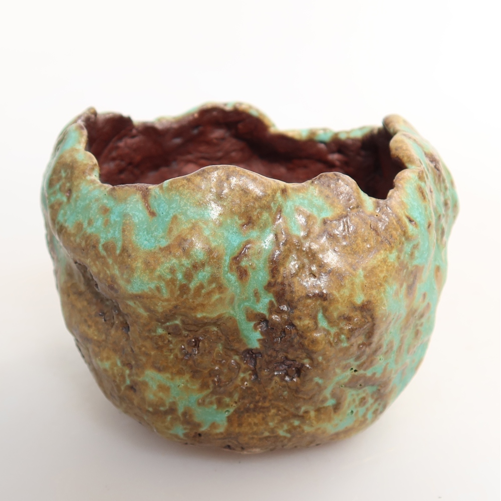 Keramische schaal  7 x 7 x 6 cm, kleur groen