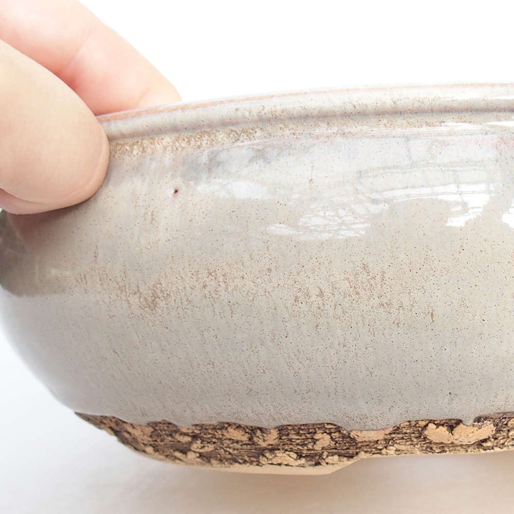 Bonsaischaal van keramiek 20,5 x 20,5 x 7 cm, grijs