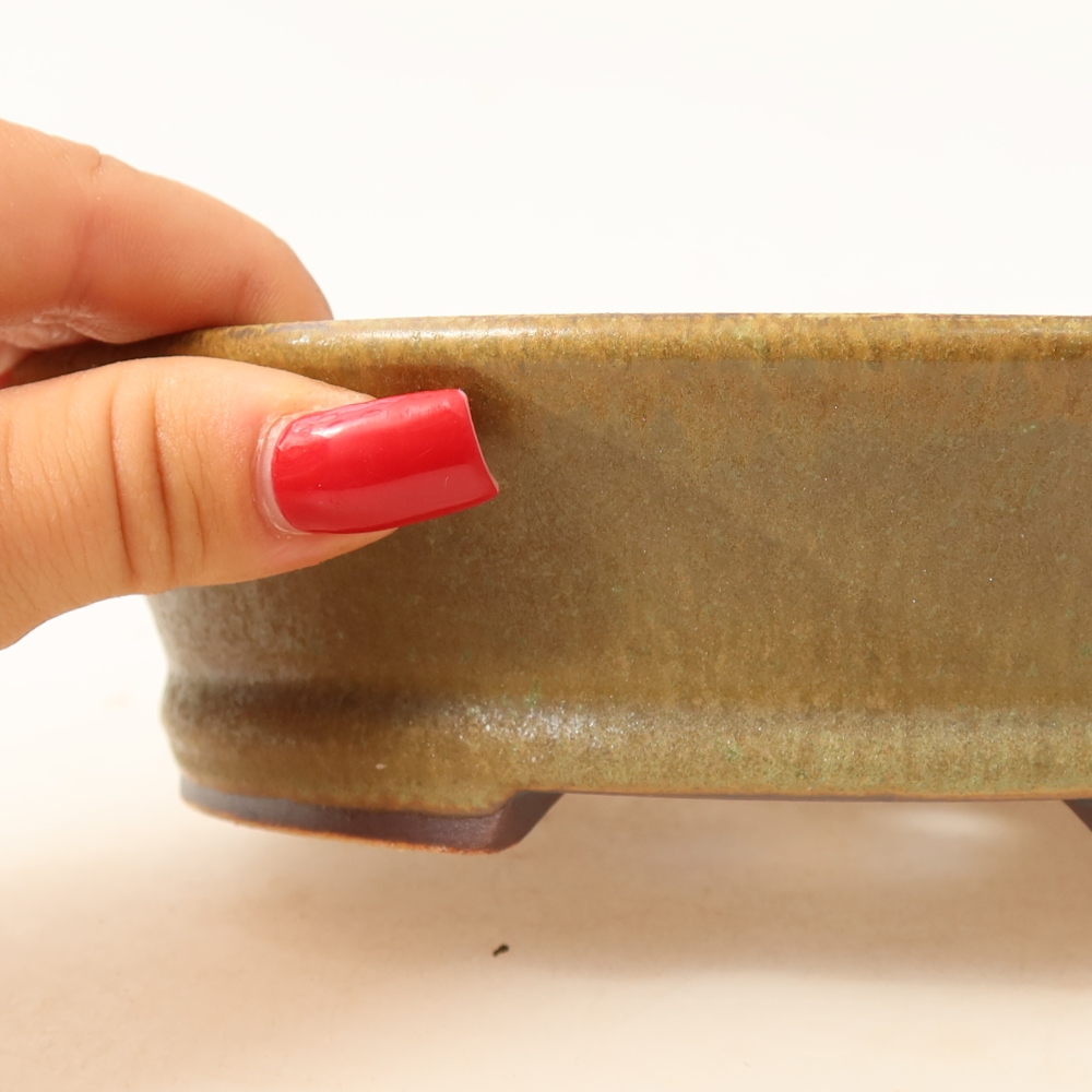 Keramische bonsaipot 17,5 x 16,5 x 4,5 cm, kleur: groen