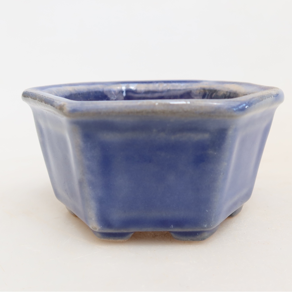 Bonsaischaal van keramiek 7,5 x 7 x 4 cm, kleur blauw