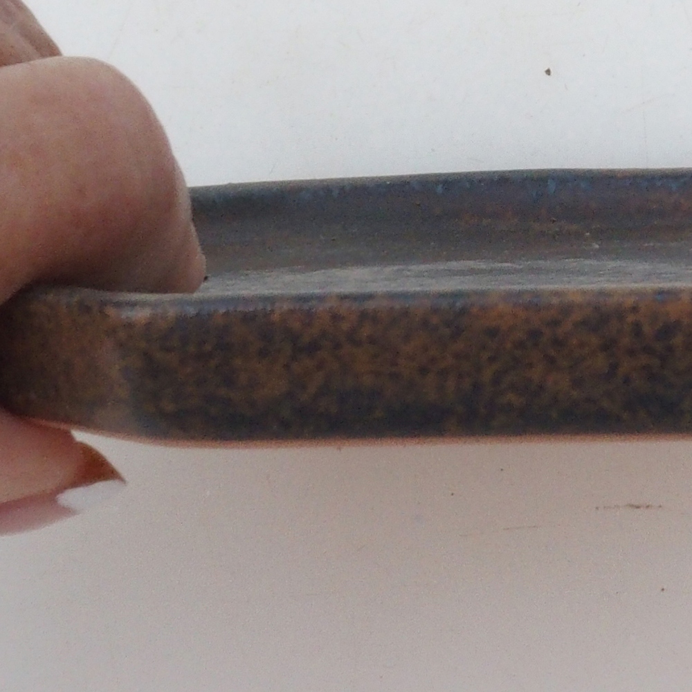 Keramische kom H13 -12 x 12 x 1 cm - bruin