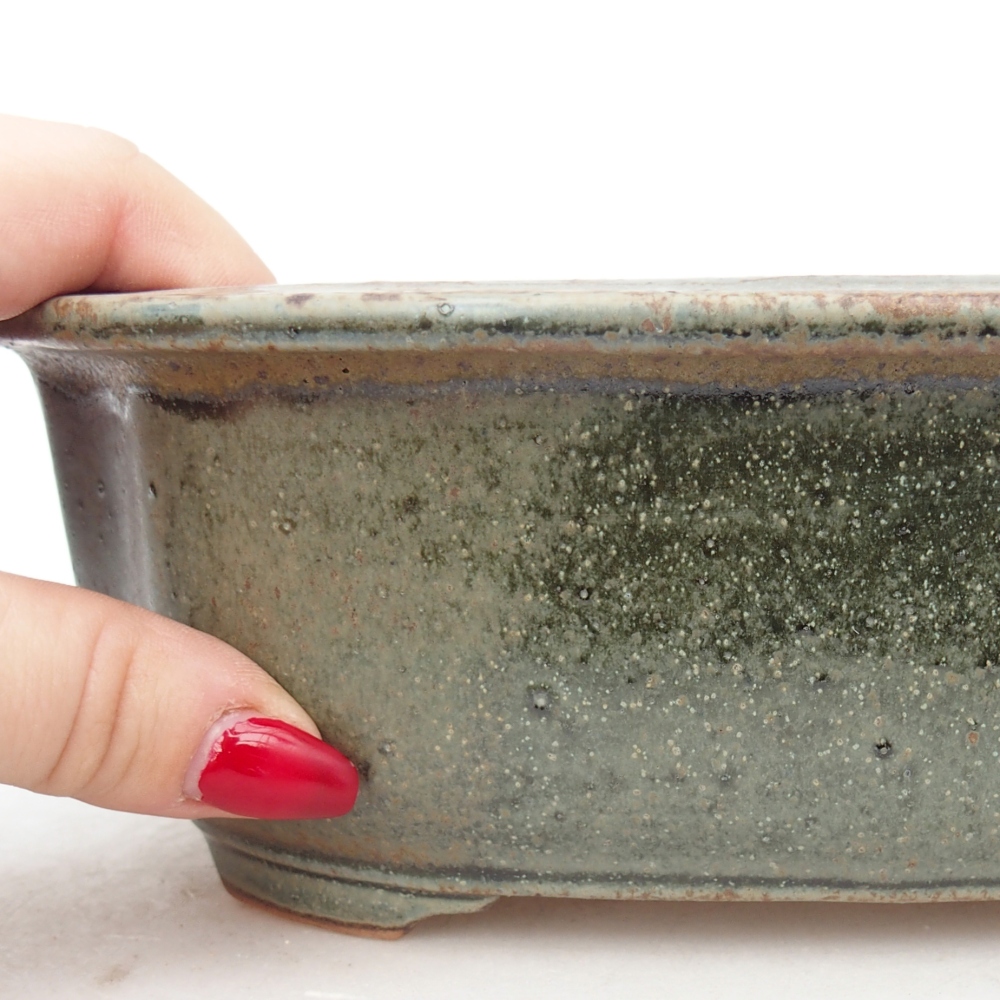 Bonsaischaal van keramiek 22 x 18 x 7,5 cm, groen