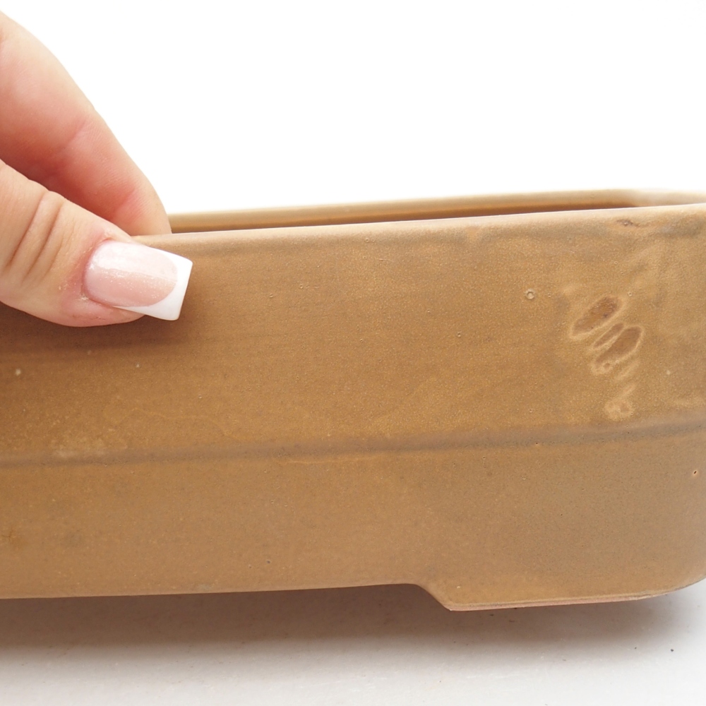 Bonsaischaal van keramiek 27,5 x 20,5 x 7,5 cm, kleur beige