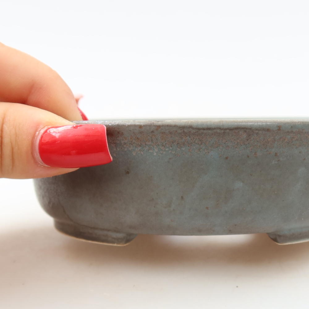 Keramische bonsaipot 12,5 x 11,5 x 3,5 cm, kleur: blauw