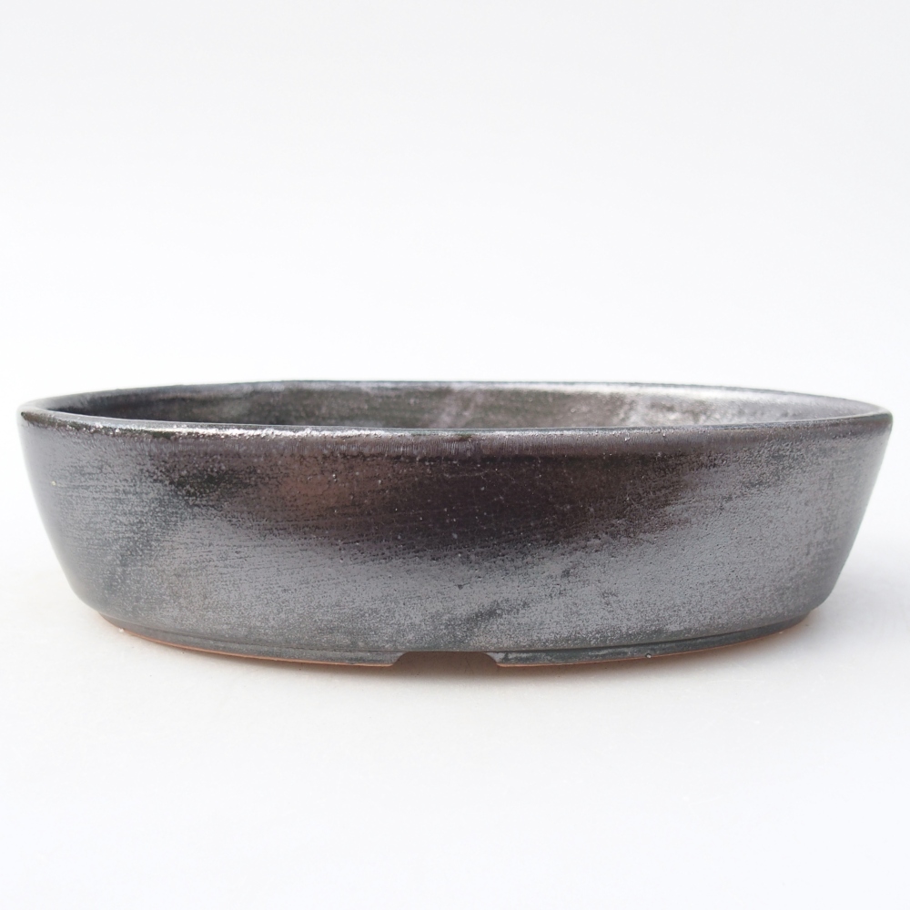 Bonsaischaal van keramiek 18,5 x 13,5 x 4,5 cm, groen metallic