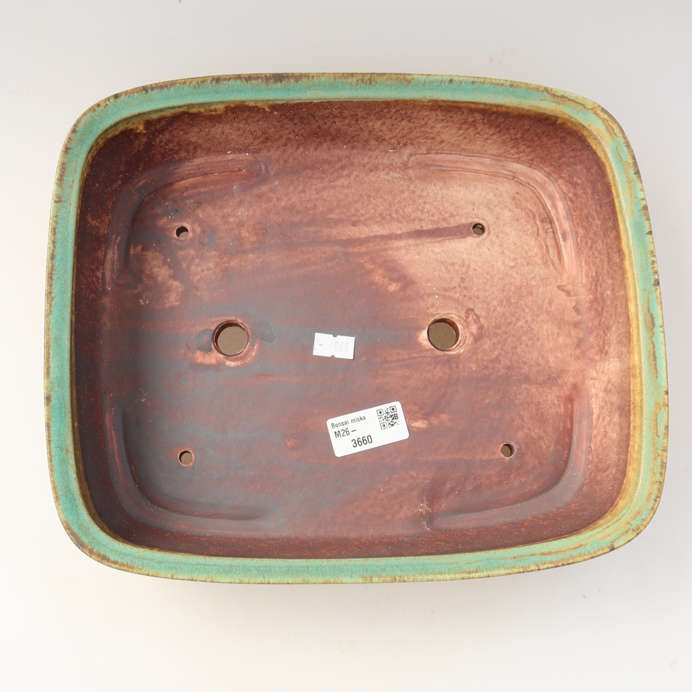 Keramische bonsaipot 29,5 x 24,5 x 7,5 cm, kleur: groen