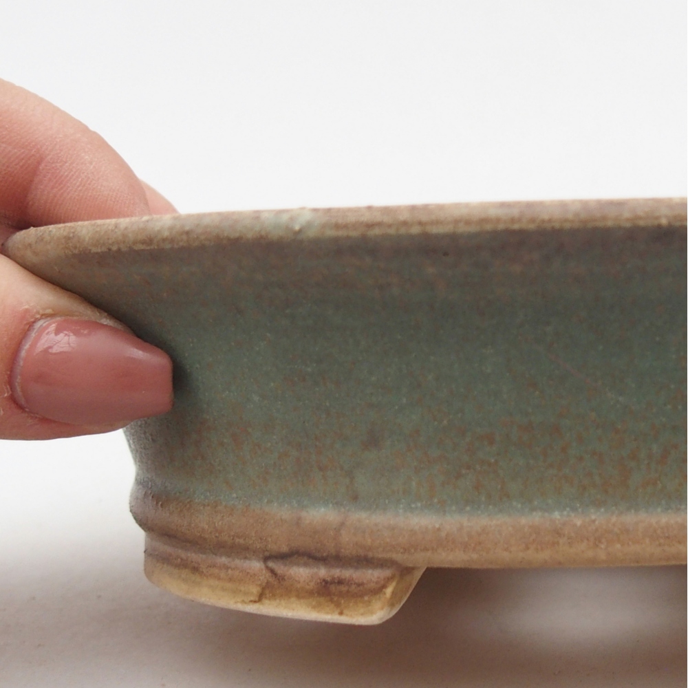 Bonsaischaal van keramiek 14,5 x 12,5 x 4 cm, groen