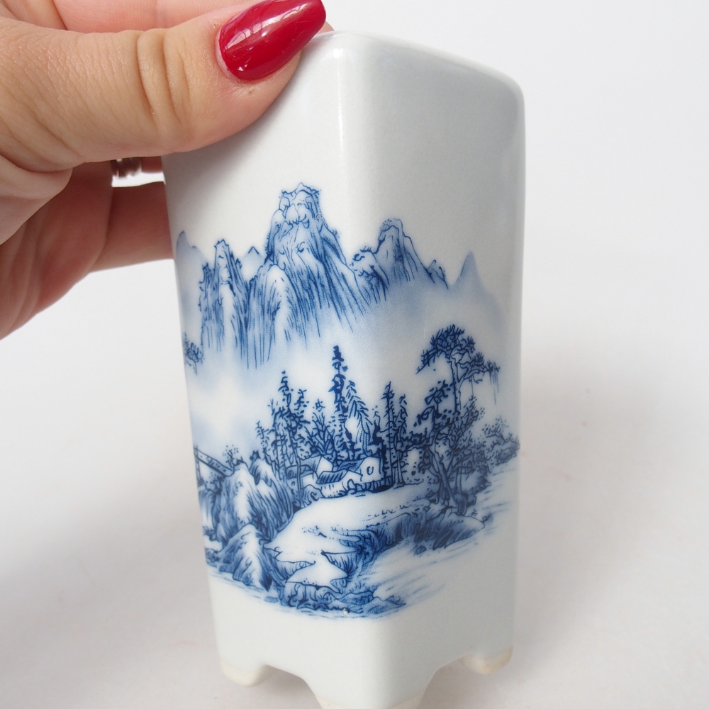 Bonsaischaal van keramiek 5,5 x 5,5 x 12 cm, kleur wit