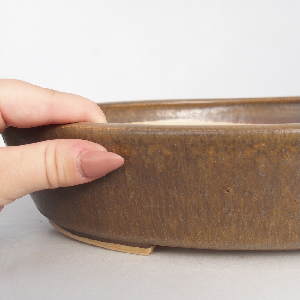 Bonsaischaal van keramiek 31,5 x 27,5 x 6,5 cm, bruin
