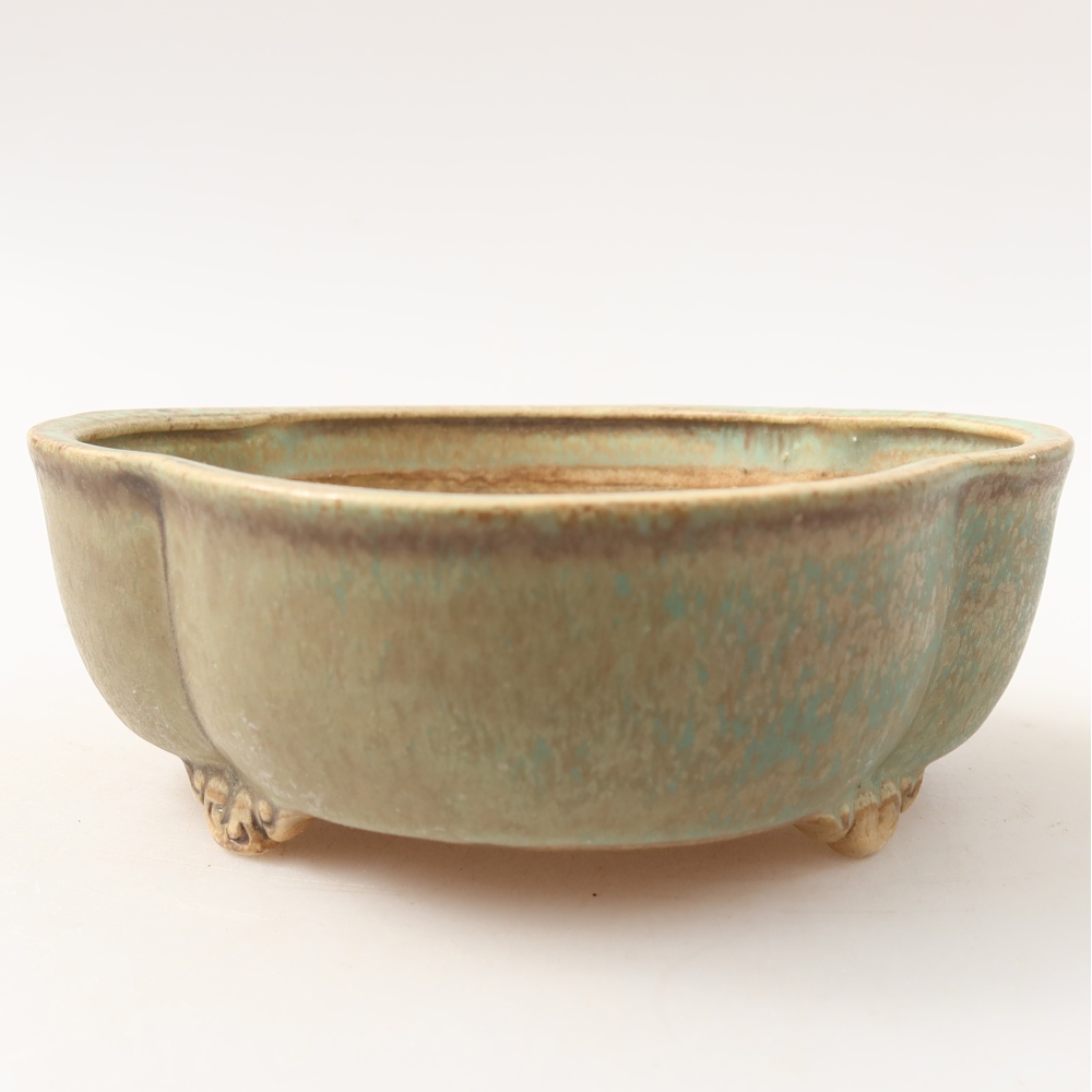 Keramische bonsaipot 13,5 x 12,5 x 5 cm, kleur: groen