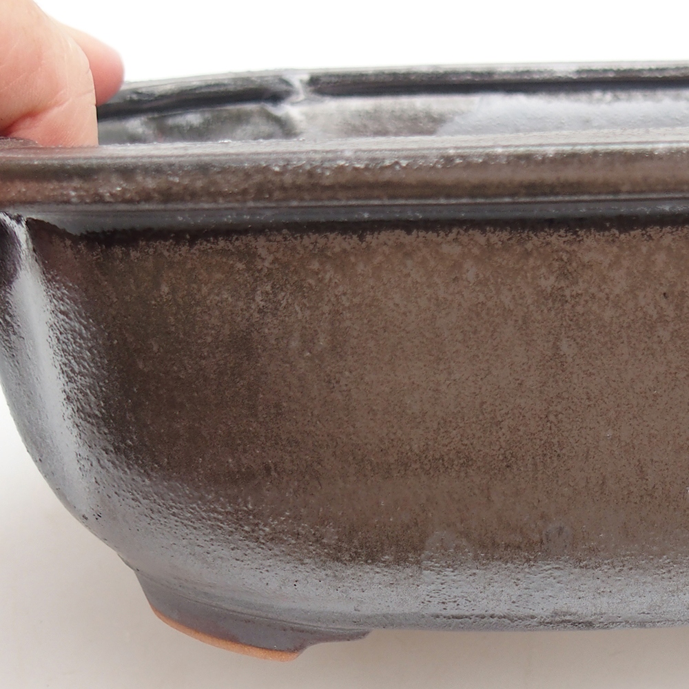 Bonsaischaal van keramiek 22 x 16,5 x 7 cm, metaalkleur