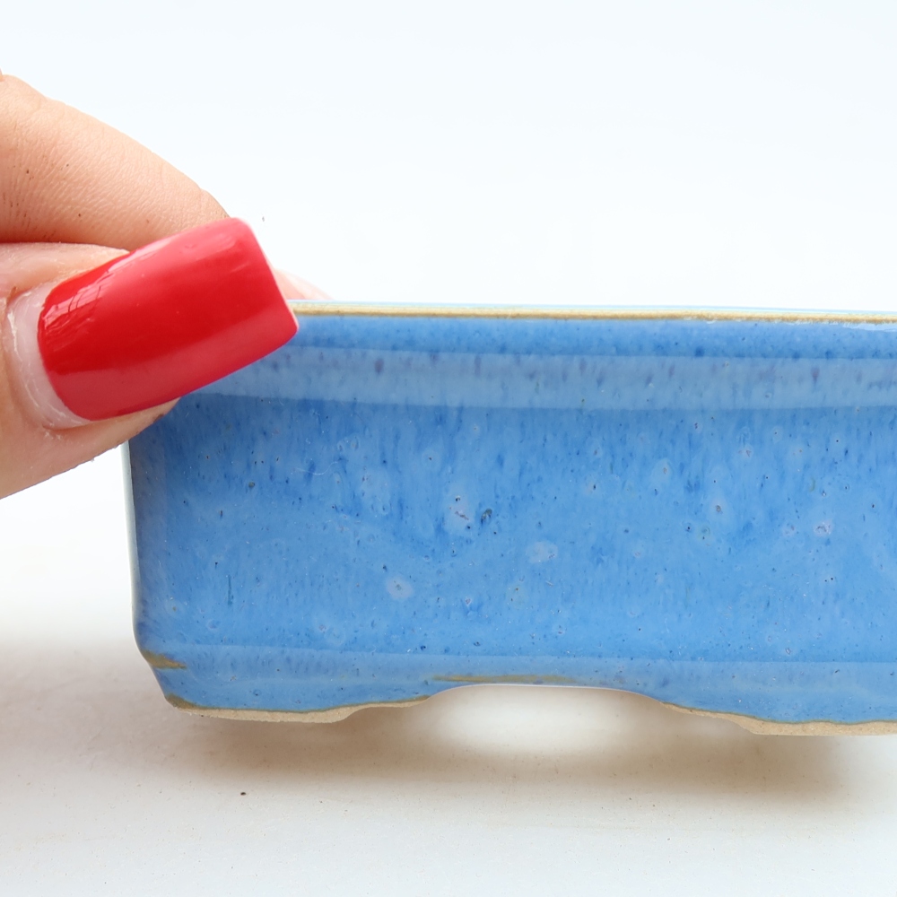 Keramische bonsaischaal 8 x 6,5 x 3,5 cm, kleur: blauw