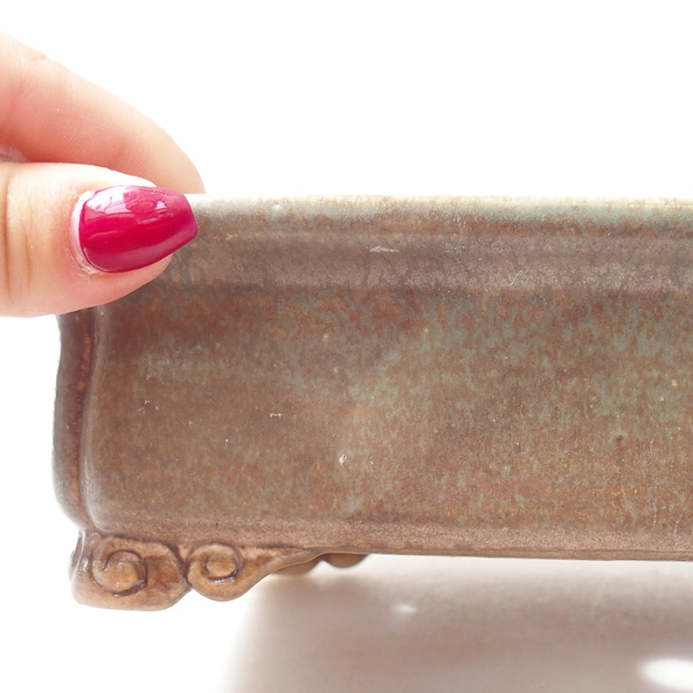 Bonsaischaal van keramiek 19,5 x 16,5 x 6 cm, groen