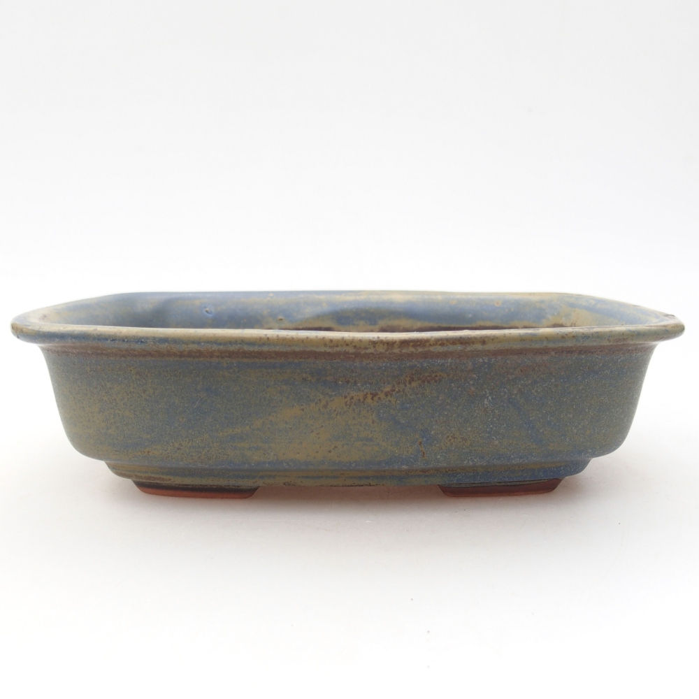 Bonsaischaal van keramiek 18,5 x 13,5 x 5 cm, kleur blauw