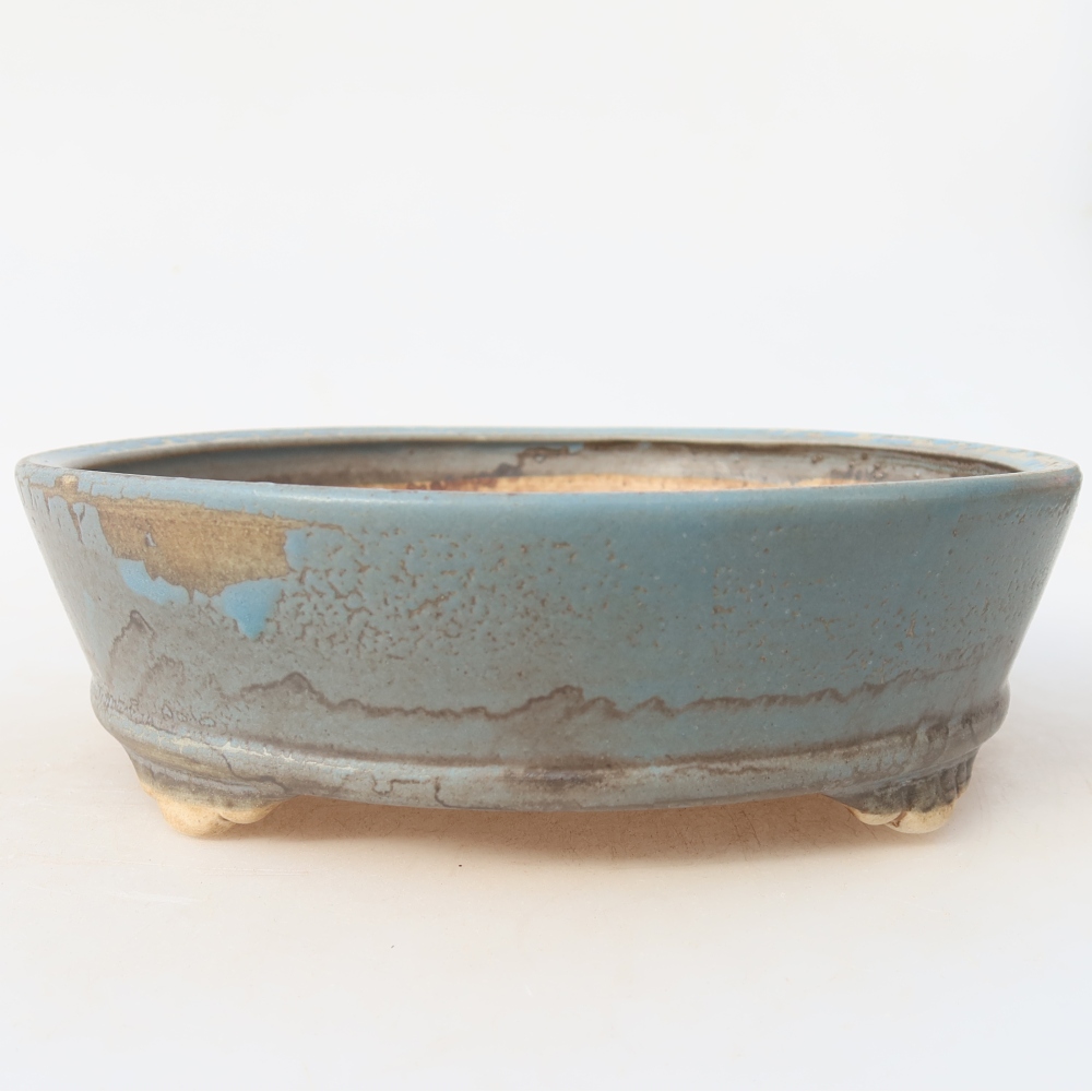 Bonsaischaal van keramiek 18 x 18 x 5 cm, kleur blauw
