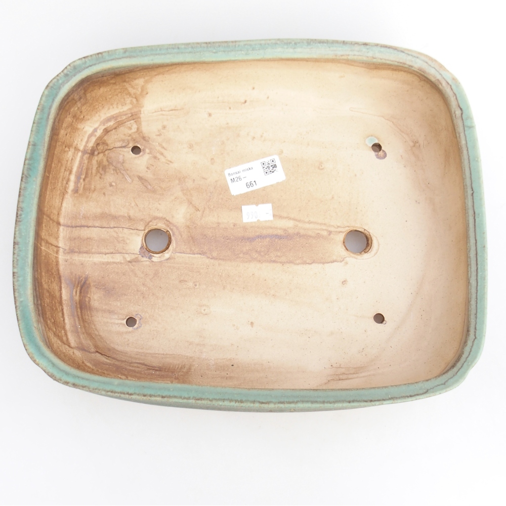Bonsaischaal van keramiek 29,5 x 24 x 7 cm, groen