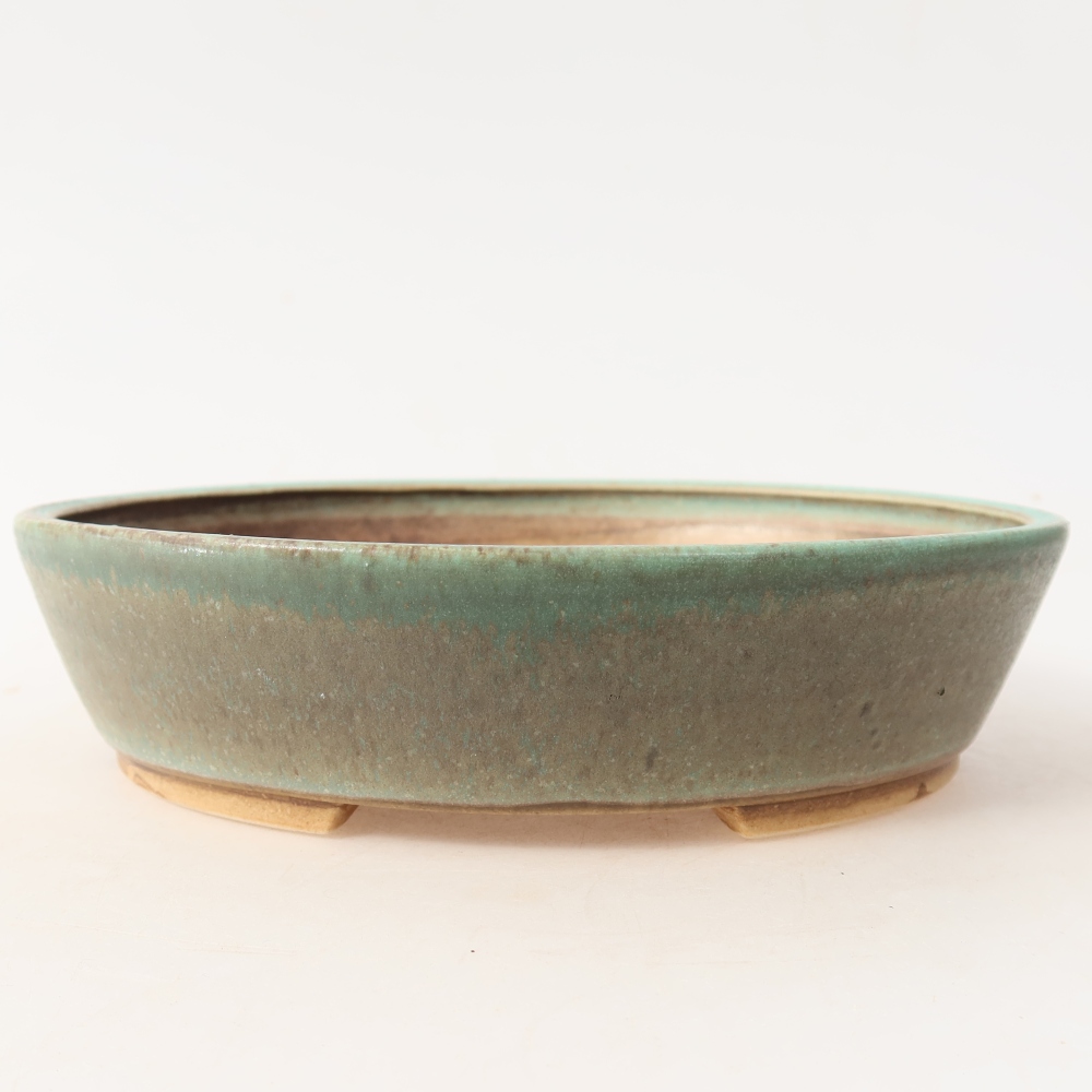 Bonsaischaal van keramiek 18,5 x 16,5 x 4,5 cm, groen