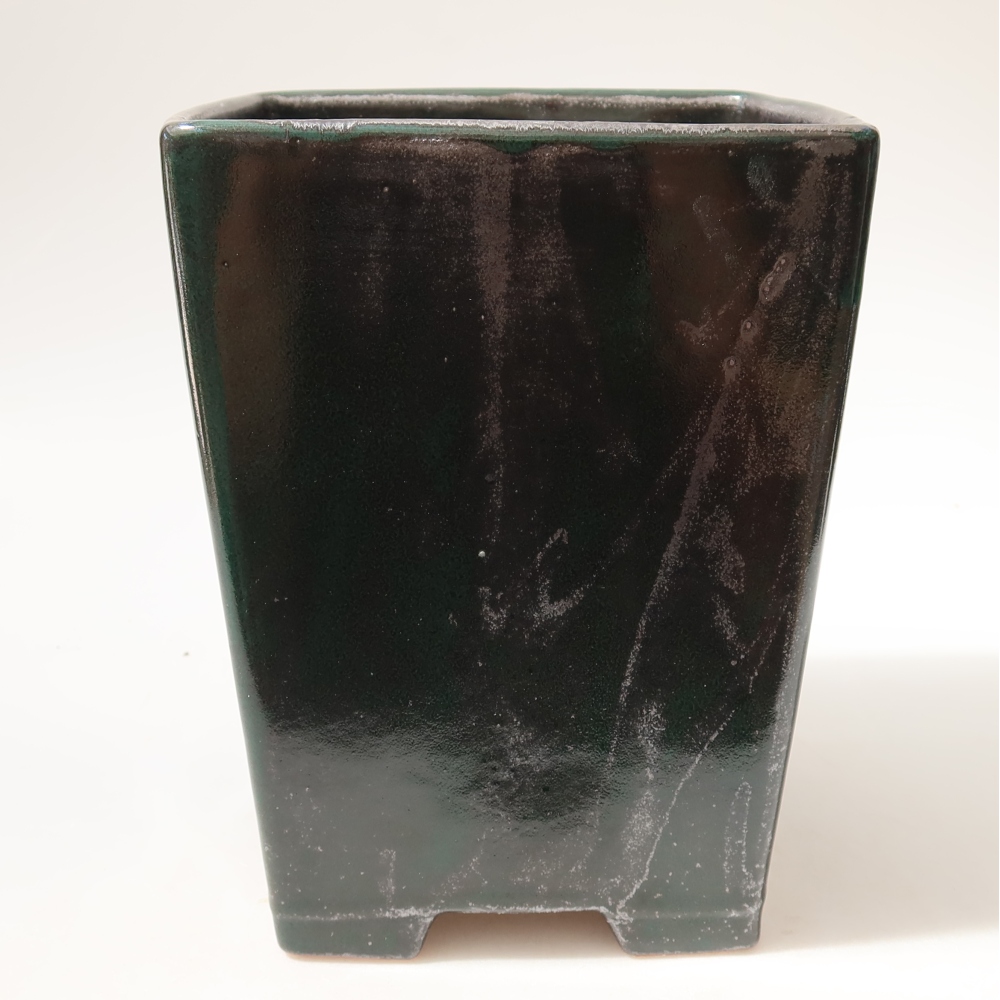 Keramische bonsaipot 15 x 15 x 19,5 cm, kleur metaalgroen