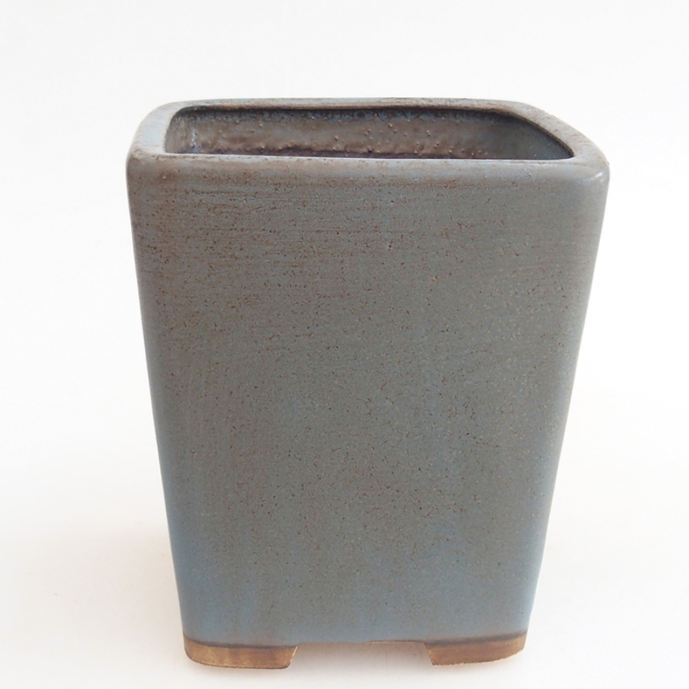 Bonsaischaal van keramiek 10 x 10 x 12 cm, kleur blauw