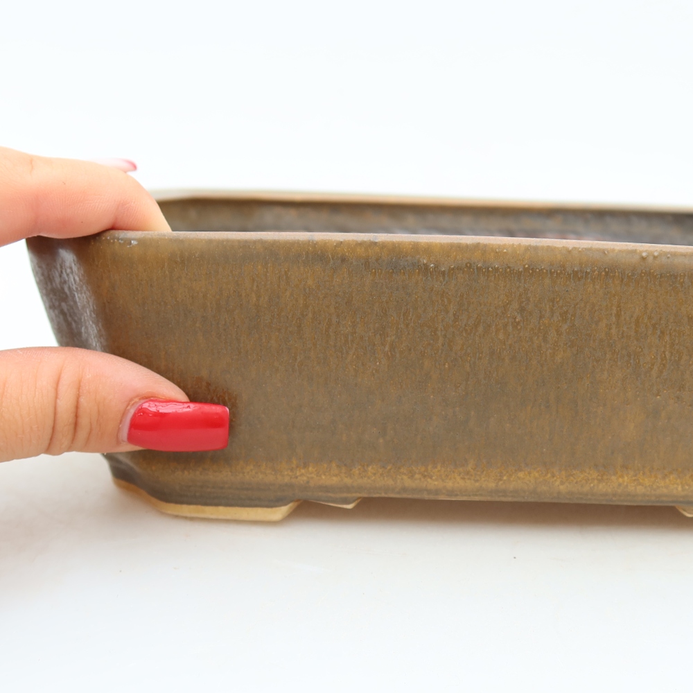 Keramische bonsaipot 21,5 x 18 x 6 cm, kleur bruin