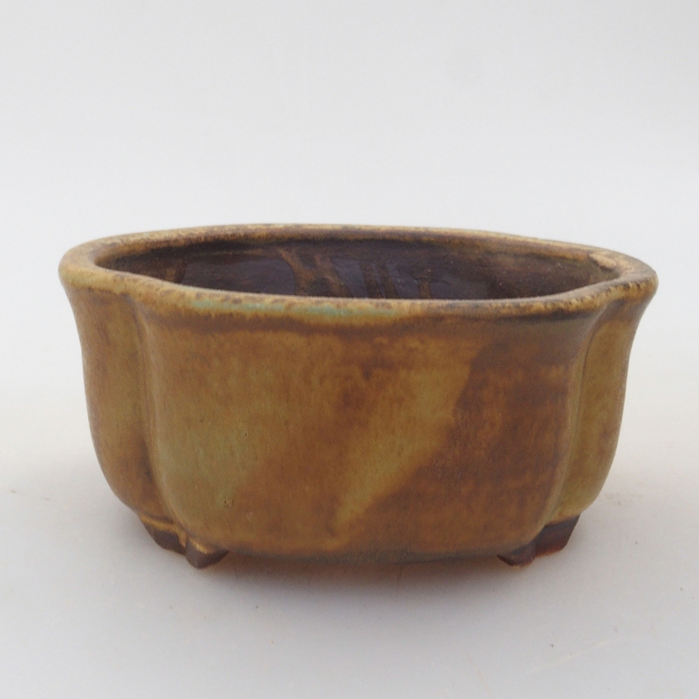 Bonsaischaal van keramiek 10 x 8,5 x 4 cm, bruin