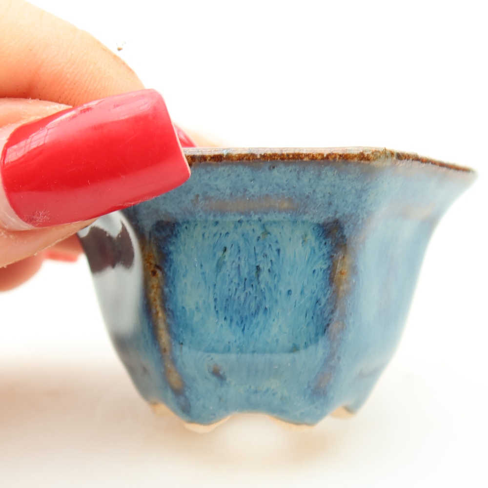 Keramische bonsaipot 5,5 x 5 x 3 cm, kleur: blauw