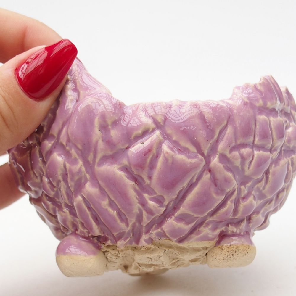 Keramische schelp 9 x 9 x 6,5 cm , kleur paars