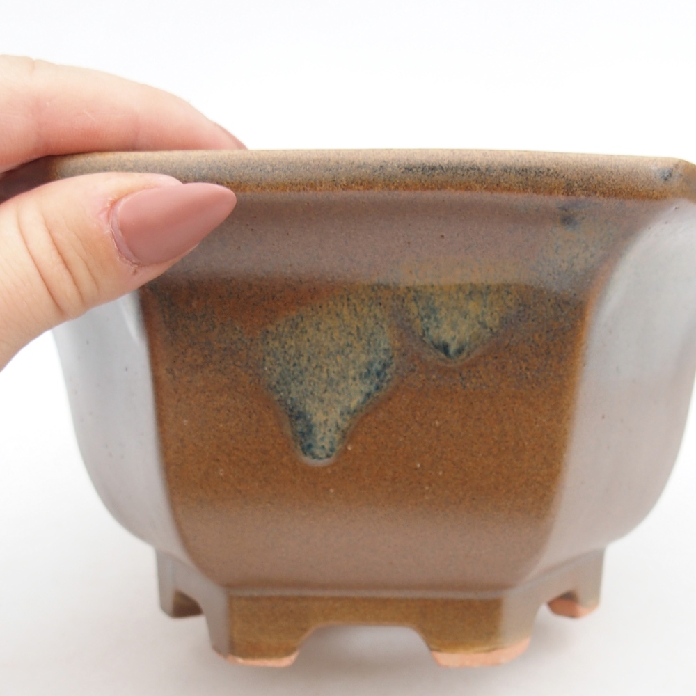 Bonsaischaal van keramiek 18,5 x 16,5 x 9 cm, bruin