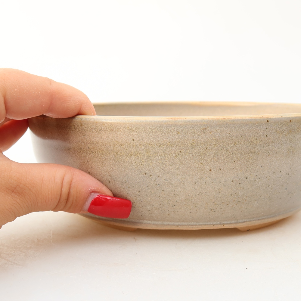 Keramische bonsaipot 17,5 x 17,5 x 6 cm, kleur: beige