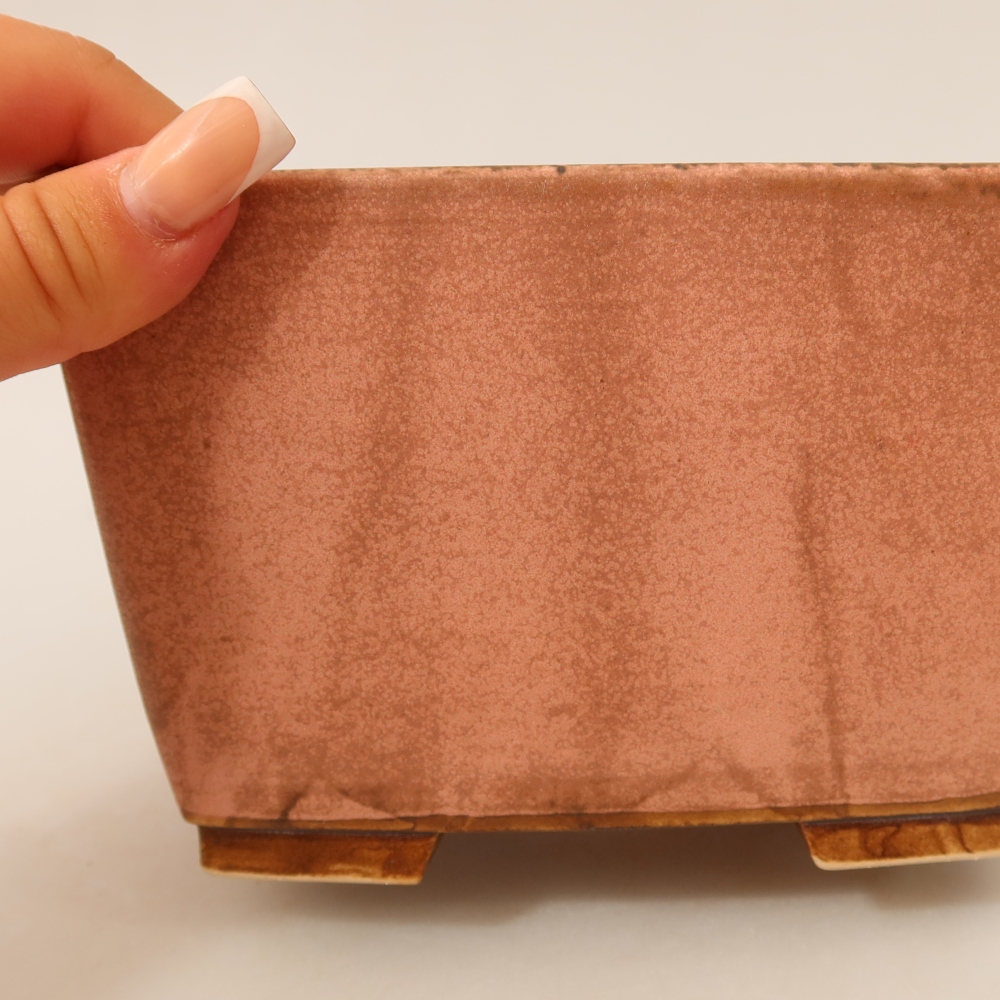 Keramische bonsaipot 16 x 16 x 10 cm, kleur roze