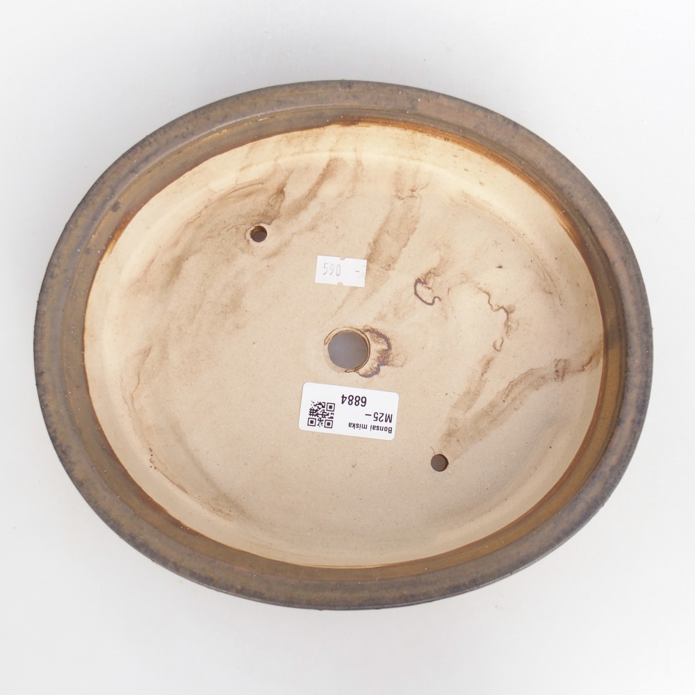 Bonsaischaal van keramiek 24 x 20,5 x 5 cm, bruin