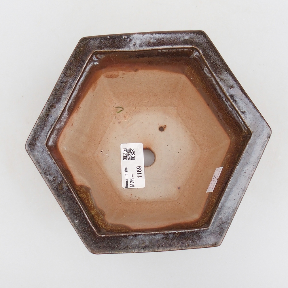 Bonsaischaal van keramiek 18 x 16 x 9 cm, kleur bruin-groen