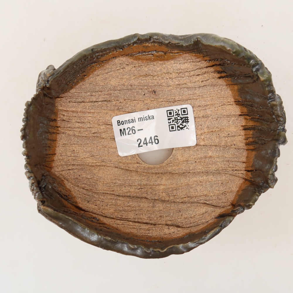 Keramische schaal  10 x 9,5 x 7 cm, kleur bruingroen