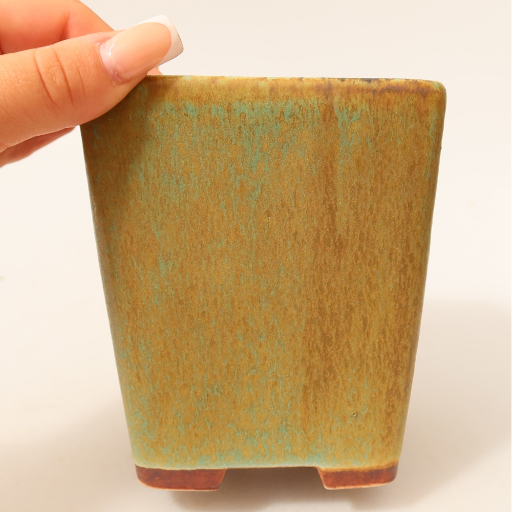 Keramische bonsaipot 10,5 x 10,5 x 12 cm, kleur groen
