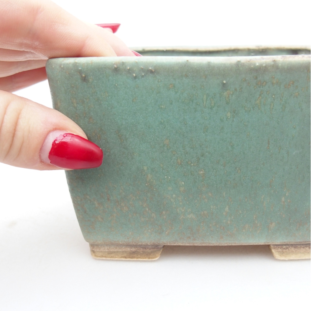 Bonsaischaal van keramiek 11 x 11 x 7 cm, groen