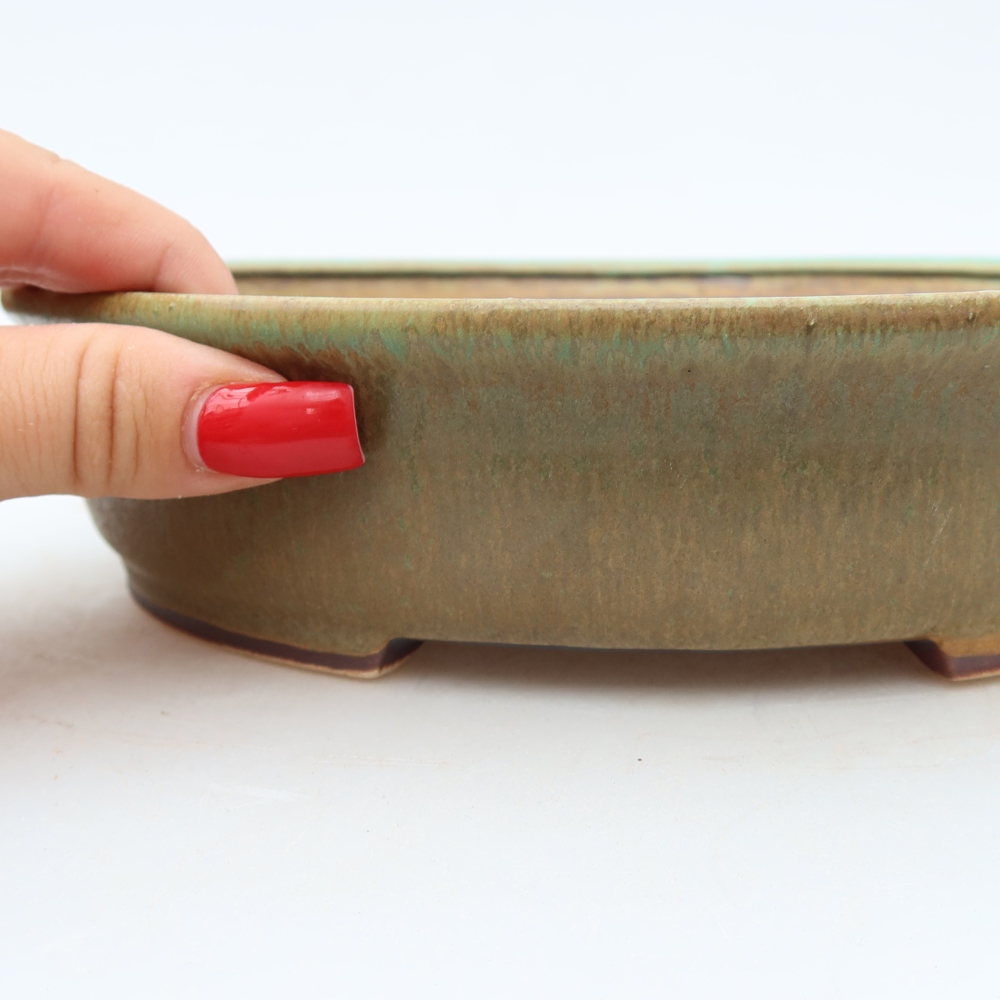 Keramische bonsaipot 21 x 19,5 x 5 cm, kleur groen