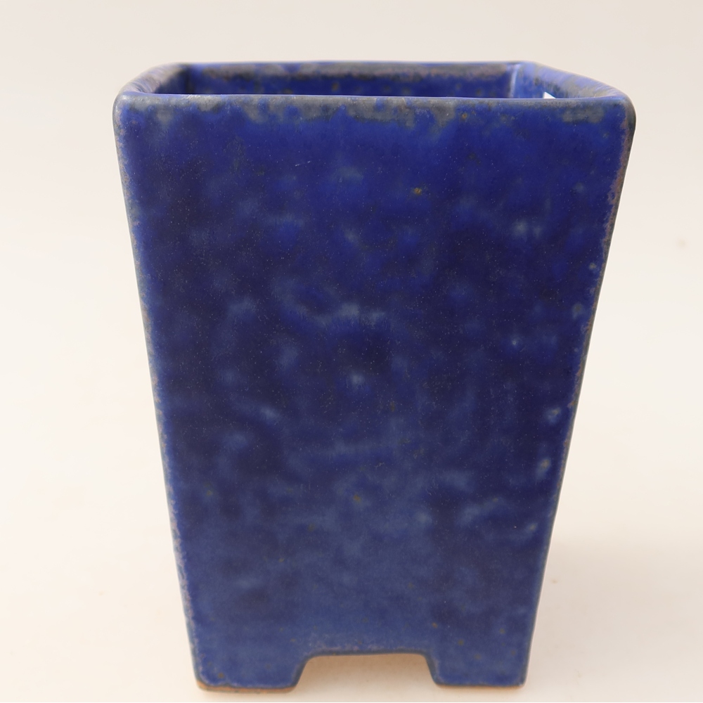 Bonsaischaal van keramiek 9 x 9 x 12,5 cm, kleur blauw