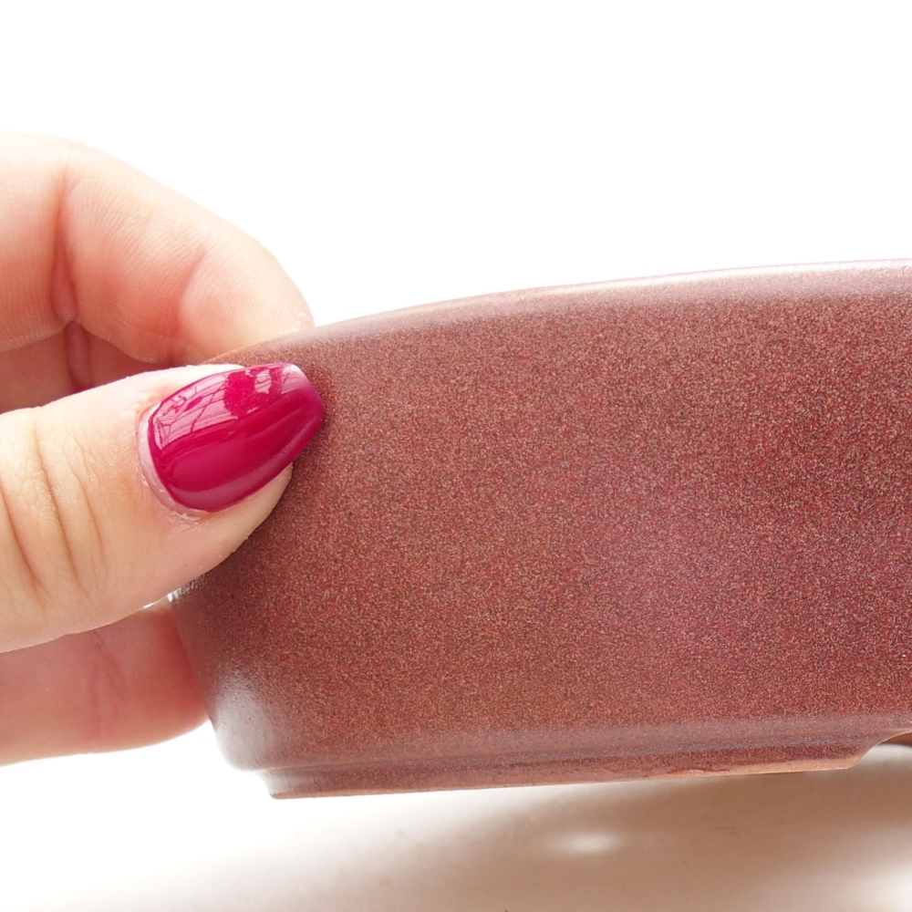 Bonsaischaal van keramiek 16 x 11,5 x 4 cm, kleur bordeauxrood