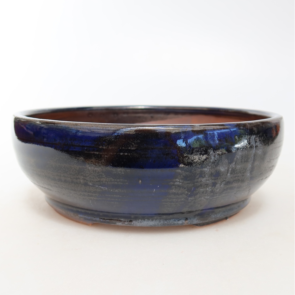 Bonsaischaal van keramiek 16 x 16 x 5,5 cm, kleur blauw