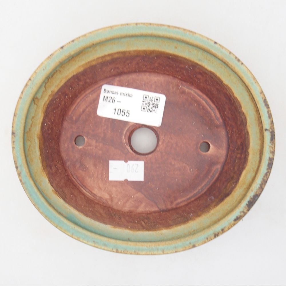 Bonsaischaal van keramiek 14,5 x 12,5 x 4 cm, groen