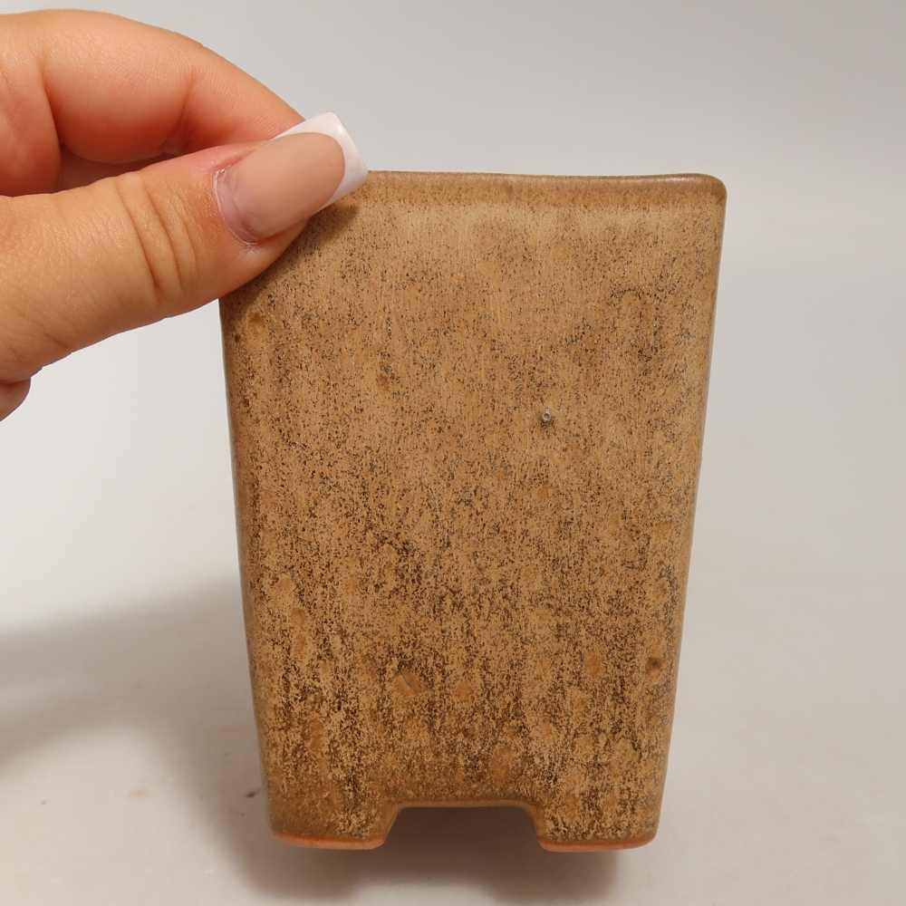 Keramische bonsaipot 7,5 x 7,5 x 10,5 cm, kleur beige