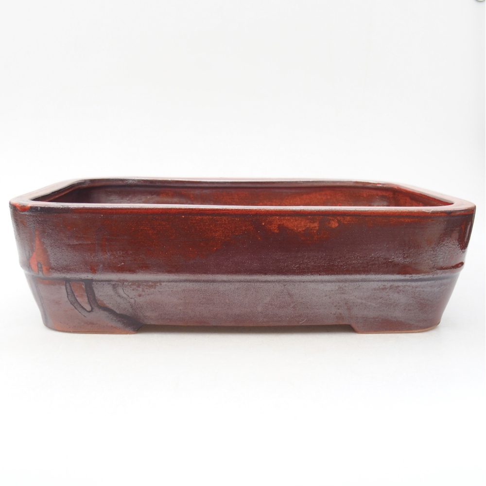 Bonsaischaal van keramiek 27,5 x 20,5 x 7,5 cm, kleur rood