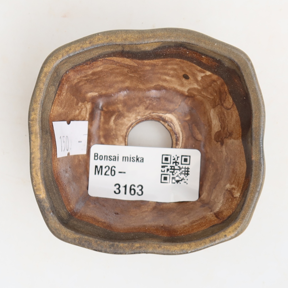 Bonsaischaal van keramiek 7 x 7 x 3,5 cm, bruin