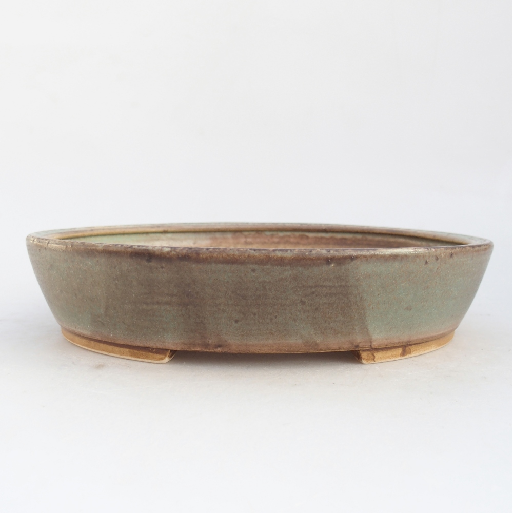 Bonsaischaal van keramiek 21 x 19 x 4,5 cm, groen