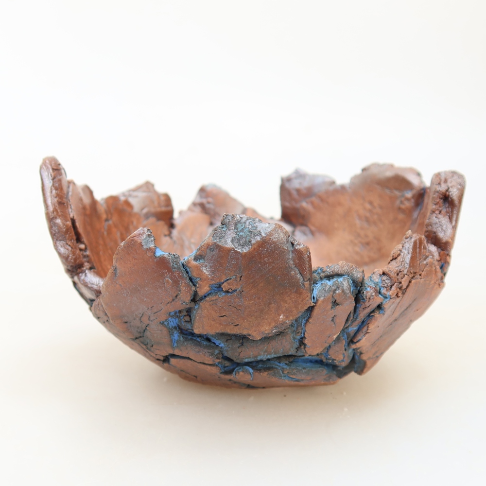 Keramische schaal 11 x 10,5 x 6 cm, kleur: blauw